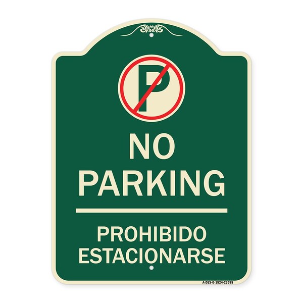 No Parking Prohibido Estacionar No Parking Heavy-Gauge Aluminum Sign, 24" x 18", G-1824-23598